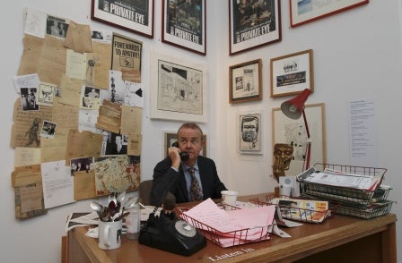 Ian Hislop pictured in his Private Eye office in Soho